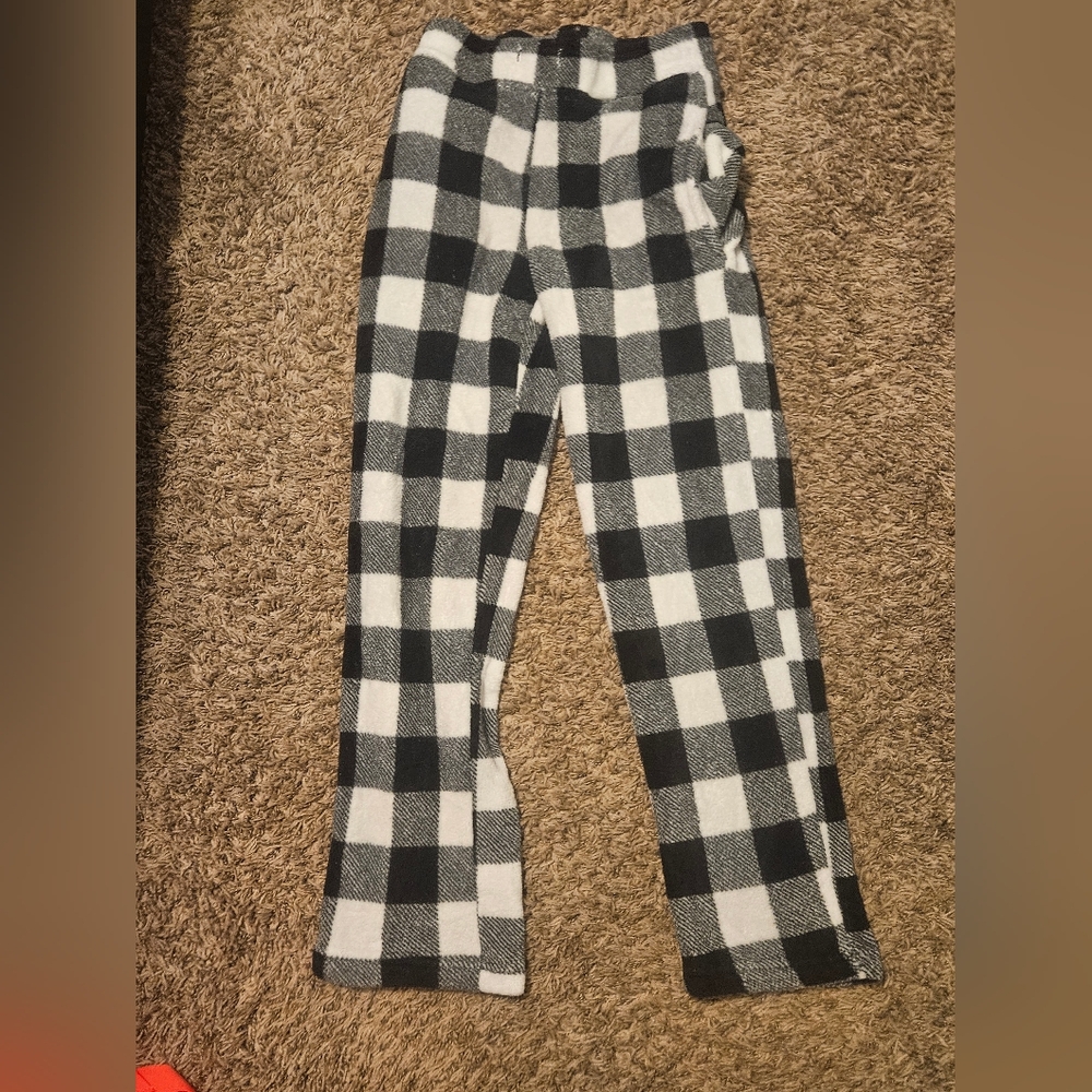 Forina Women's Small Black And White Plaid Pajama Pants Small Pre Owned